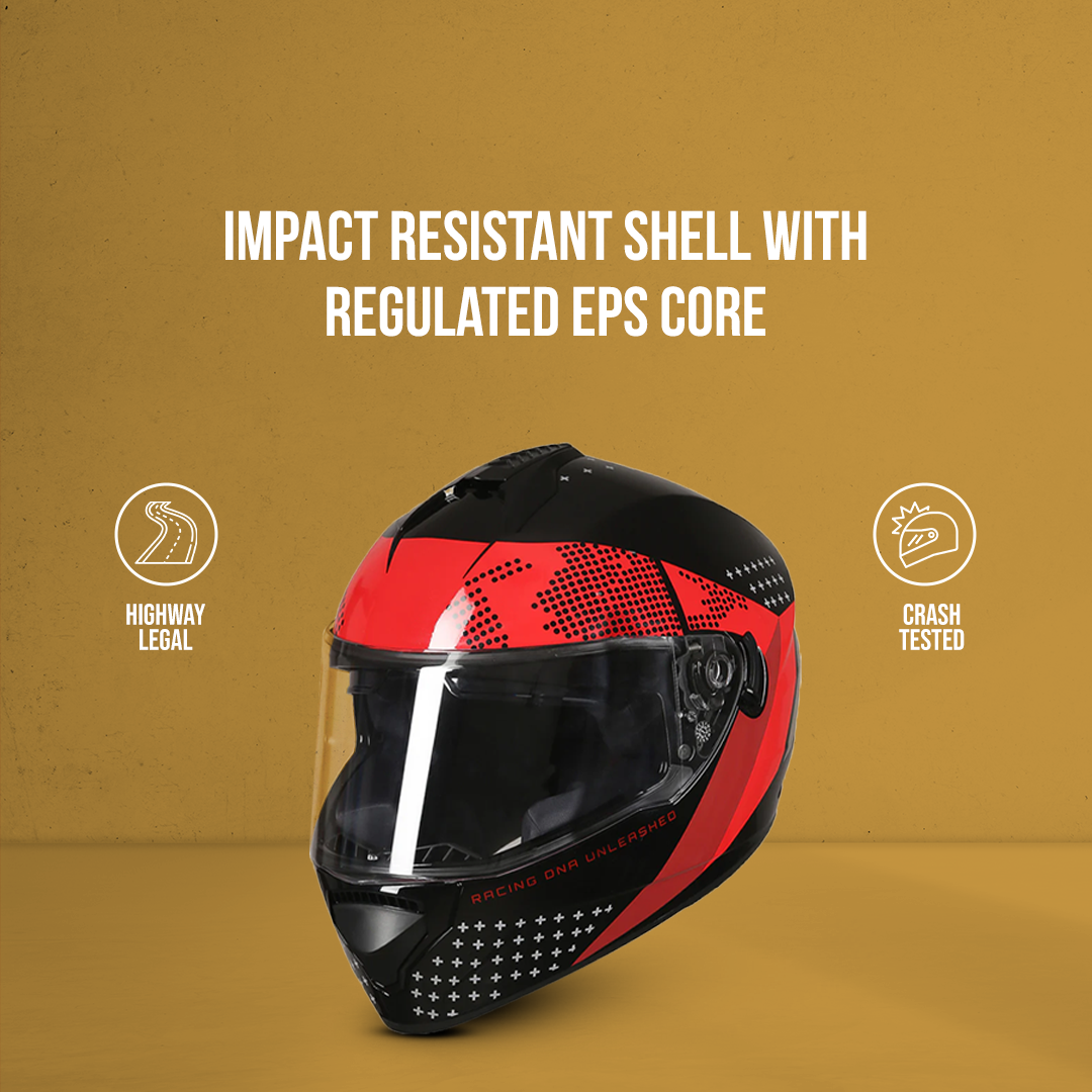 TVS Racing Phantom Series Full Face Dual Visor Helmet for Men | Premium Bike Helmets with ABS Shell, UV Paint | Quick Release System | Aerodynamic Design | DOT & ISI Certified (Black V1)